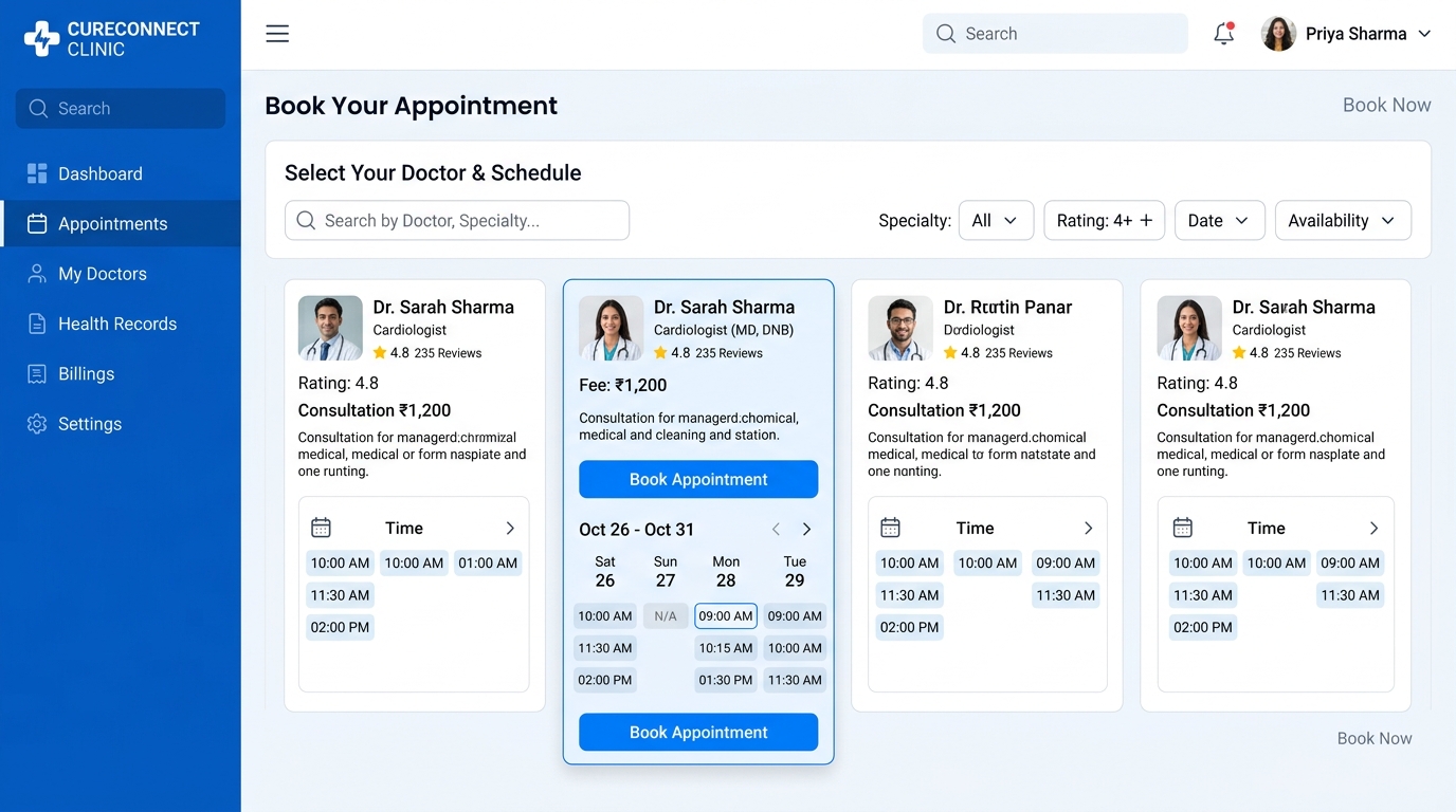 Multi-Specialty Clinic Patient Booking Portal